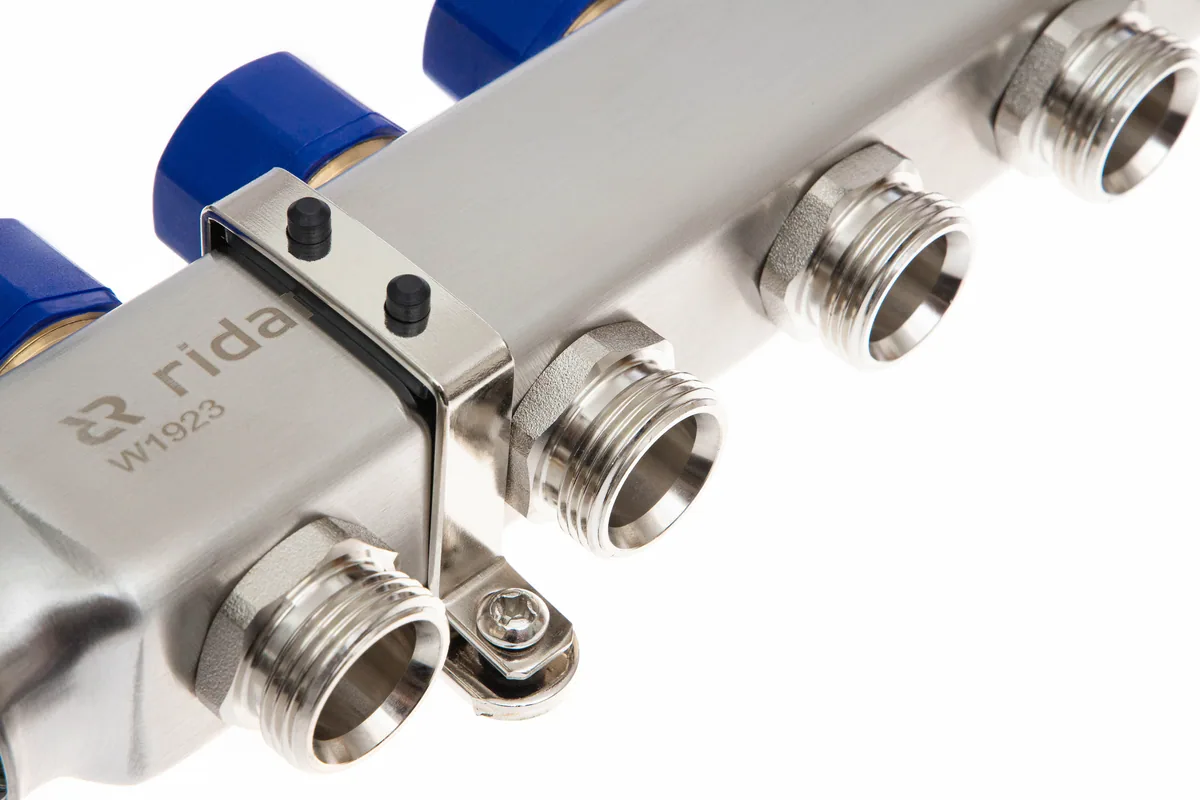 Ридан 088U0962R — Комплект коллекторов SSM-12RF set с расходомерами, кронштейнами, ручным воздухоотводчиком, сливным краном и торцевой заглушкой, 12 контуров