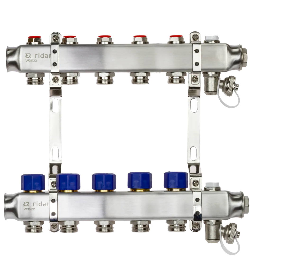 Ридан 088U0975R — Комплект коллекторов SSM-5R set с кронштейнами, ручным воздухоотводчиком, сливным краном и торцевой заглушкой, 5 контуров