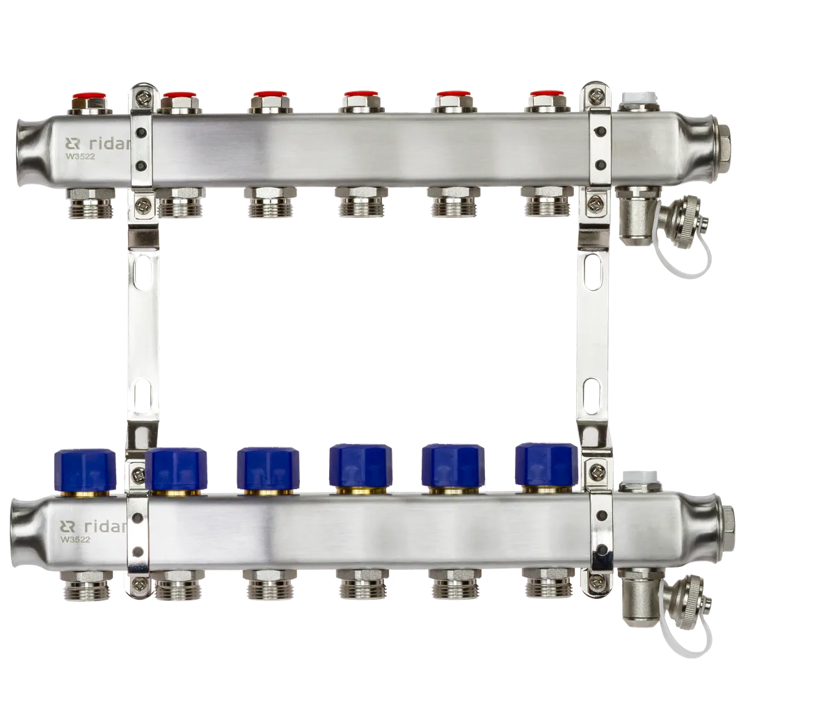 Ридан 088U0976R — Комплект коллекторов SSM-6R set с кронштейнами, ручным воздухоотводчиком, сливным краном и торцевой заглушкой, 6 контуров