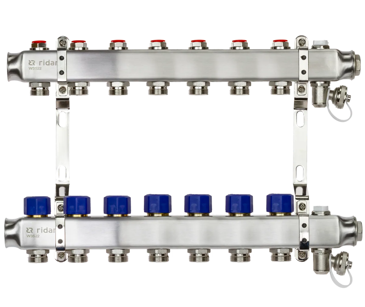 Ридан 088U0977R — Комплект коллекторов SSM-7R set с кронштейнами, ручным воздухоотводчиком, сливным краном и торцевой заглушкой, 7 контуров