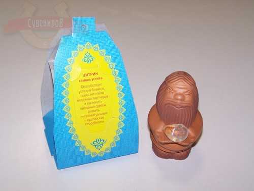 Оберег Байкальский дед Цитрин керам. 9см с натур. камнем