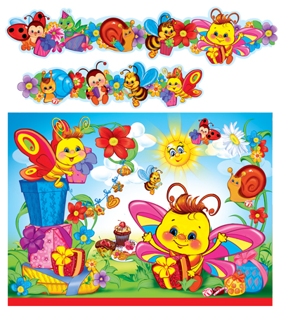 ГР-9026 Гирлянда Веселые насекомые Детская с плакатом А3 2м