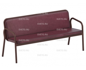 Диван трехместный (иск. кожа-бордо, м/к -коричневый)