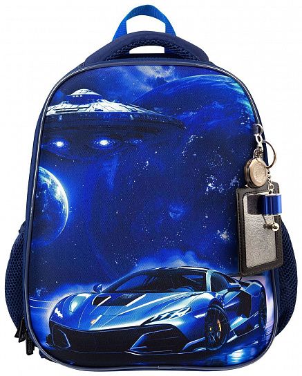 Рюкзак ERGONOMIC LIGHT 2 КОСМИЧЕСКАЯ МАШИНА синий жесткий каркас 2 отд брелок для мальчиков 38х29х19