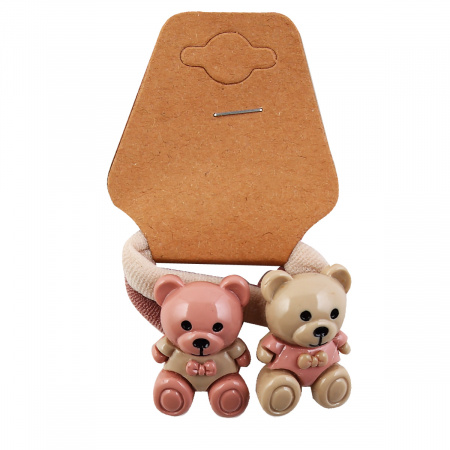 Резинка для волос Мишка 3см 2шт бежевый/розовый 241798 КОКОС