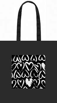 Сумка-шоппер Сердечки 34х37см карман из экокожи печать на кармане LAMARK