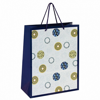 Пакет подарочный 26x13x32см Кольца и круги ламинированный ЗОЛОТАЯ СКАЗКА