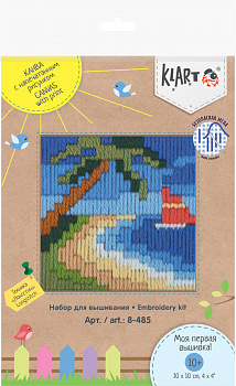 Набор для вышивания гладью Детские истории Пляж 10х10см Klart 8-485
