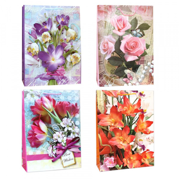 Пакет бумажный 32*44см Цветы Р10738-26-А