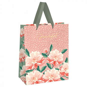 Пакет подарочный 26*32*12см MESHU Flowers фольга матовая ламинация