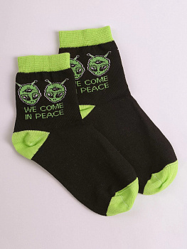 Носки детские цвет черно-зеленый р-р 20