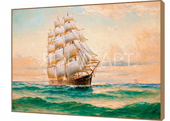 Панно Деко-Бокс William A. Coulter - The Clipper Flying Cloud (Багет Жемчуг с окантовкой (50x70) 57-956)