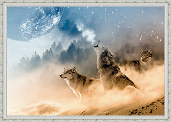 Фотопостер в раме СТАЯ (Багет №30-316 Белый с золотом (50x70) 58-52)