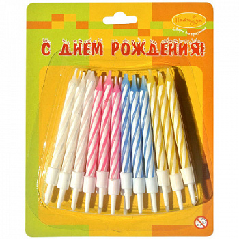 Свечи-мини 2-х цветные 24шт с держателями 6см