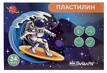 Пластилин 24цв 480г Космический серфер ПандаРог со стеком