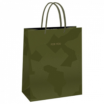 Пакет подарочный 11*14*6,5см MESHU Green pattern выборочный лак матовая ламинация