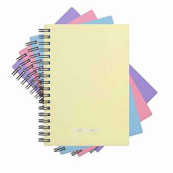 Тетрадь А6 80л клетка Pastel с пластиковой обложкой на спирали ассорти 50161 ЕК