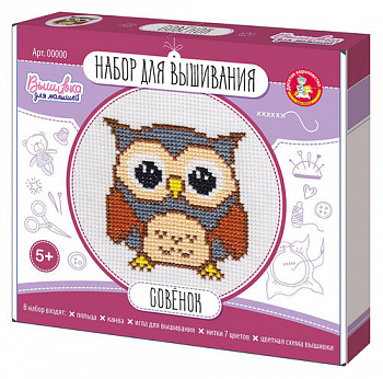 Вышивка Совенок с пяльцами арт 05369