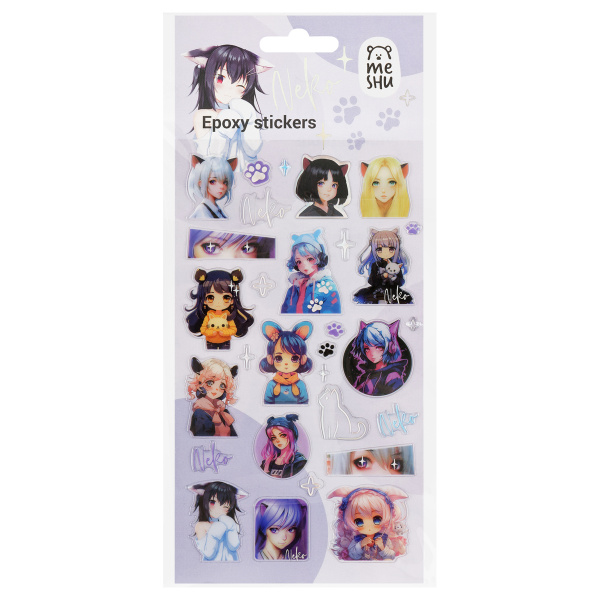 Наклейки гелевые MESHU Neko 10*23см пакет европодвес