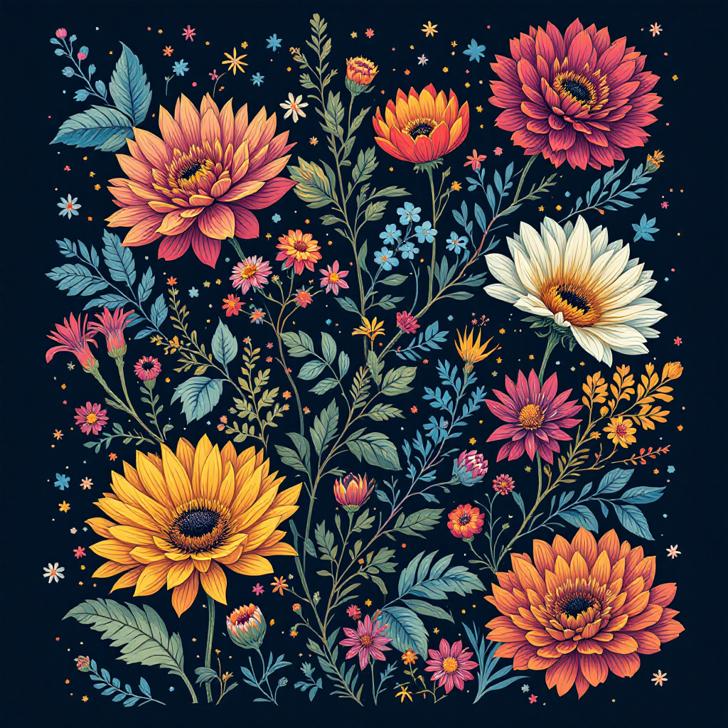 Нарисуй мне пожалуйста модный принт для упаковочной бумаги с голубым фоном