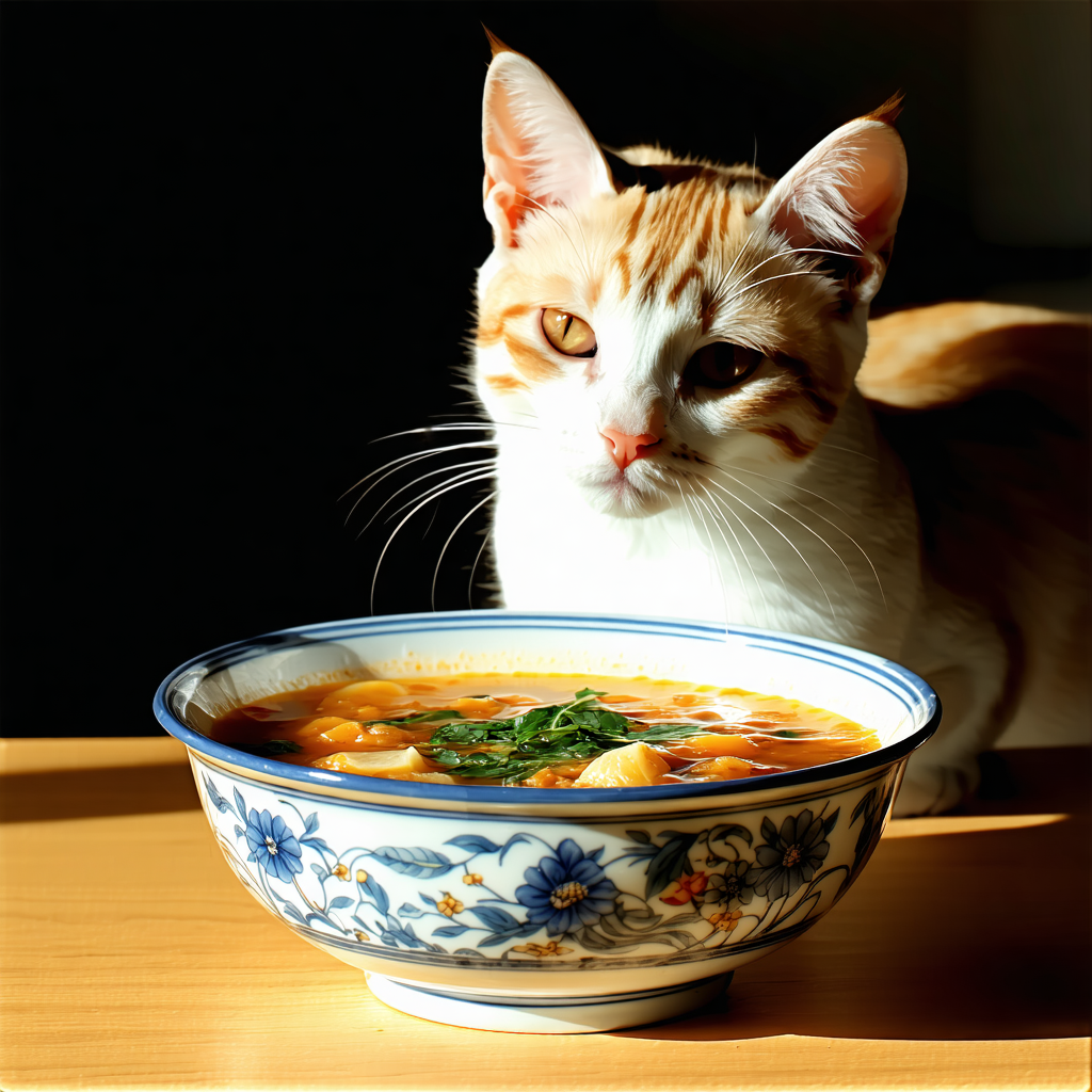 кот есть суп