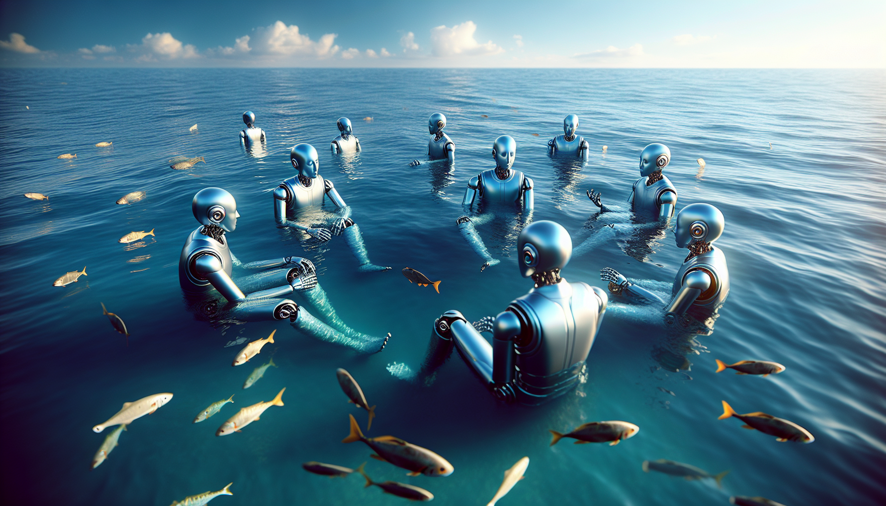 покажи роботов в центре океана