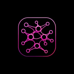 Minimalist app icon. Abstract neural network nodes 
connected by thin lines, geo