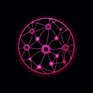 Minimalist round app icon. Abstract neural network nodes 
connected by thin line