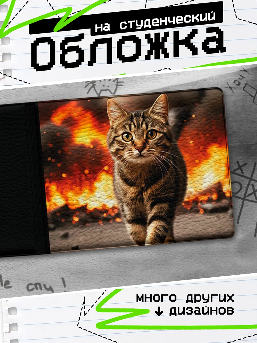 Обложка на студенческий билет Котик