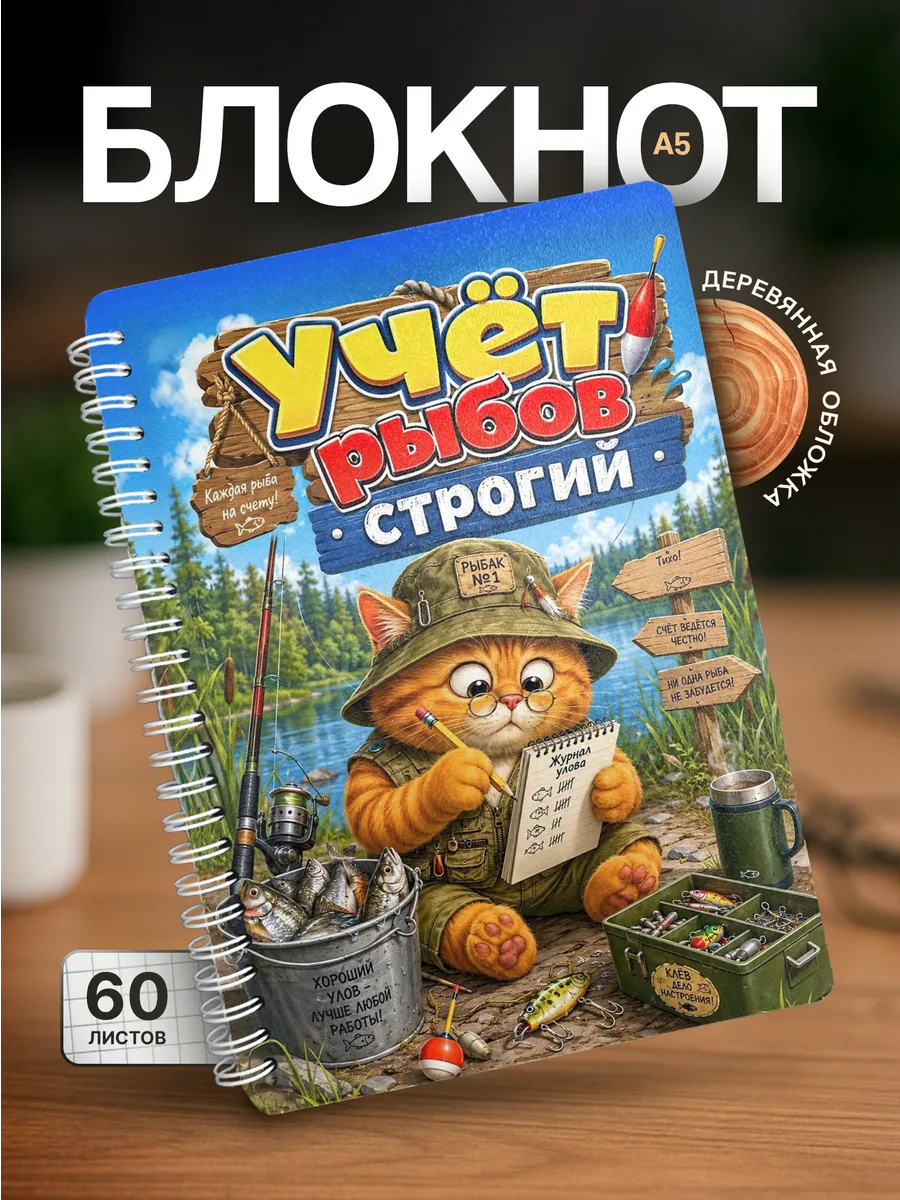 Блокнот для записей Подарок на День рыбака мем