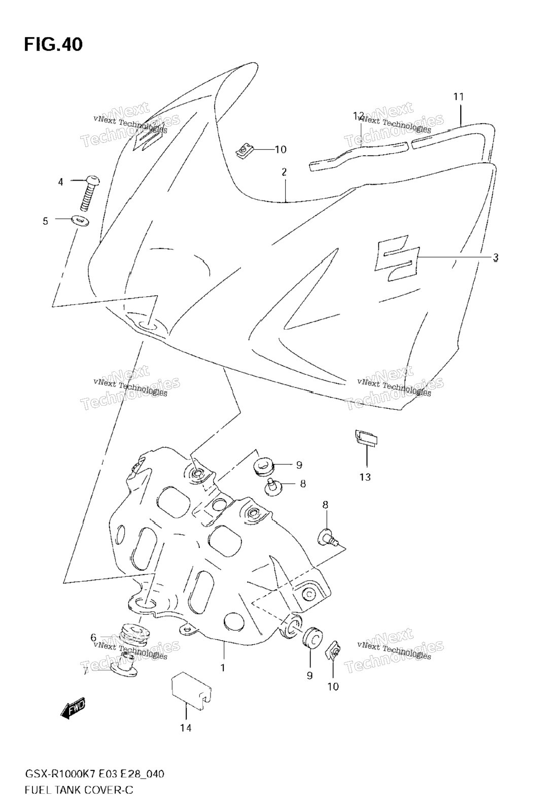 Fuel Tank Front Cover (Model K7)
