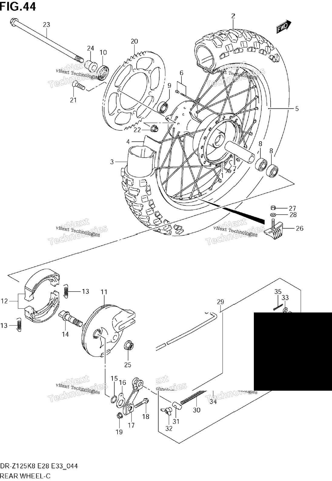 Нажмите для увеличения Rear Wheel (Dr-Z125)