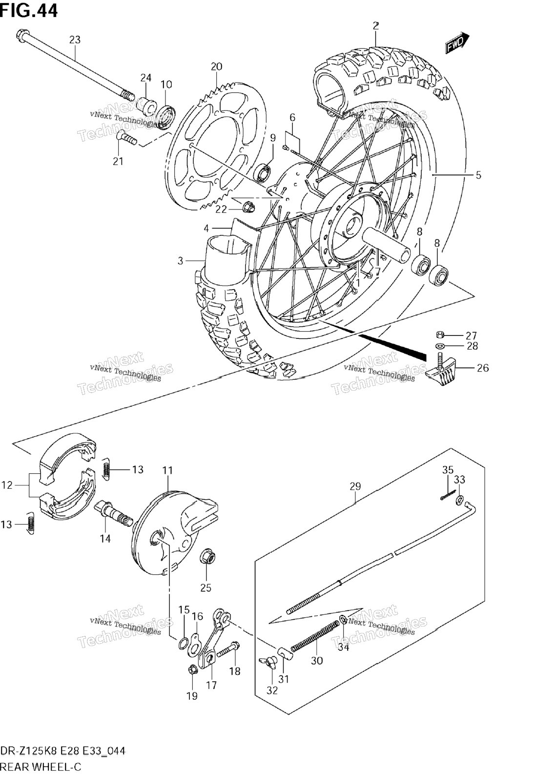 Нажмите для увеличения Rear Wheel (Dr-Z125)
