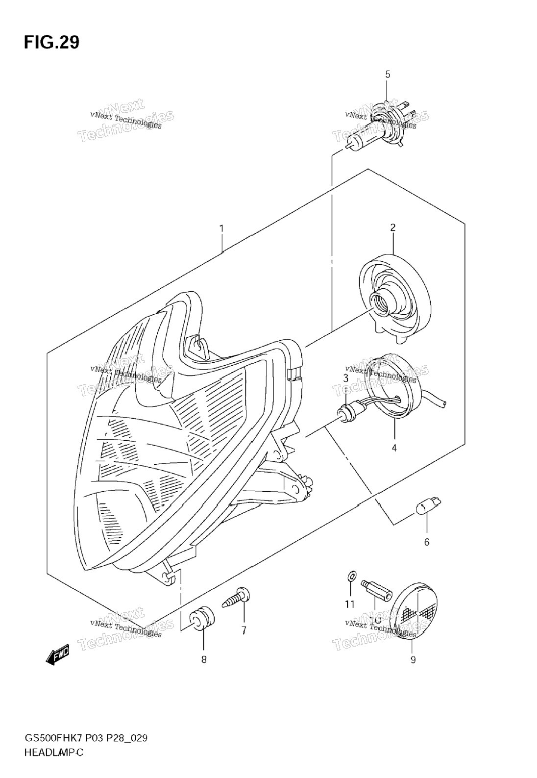 Headlamp (Gs500f E3, E28, E33, E95)