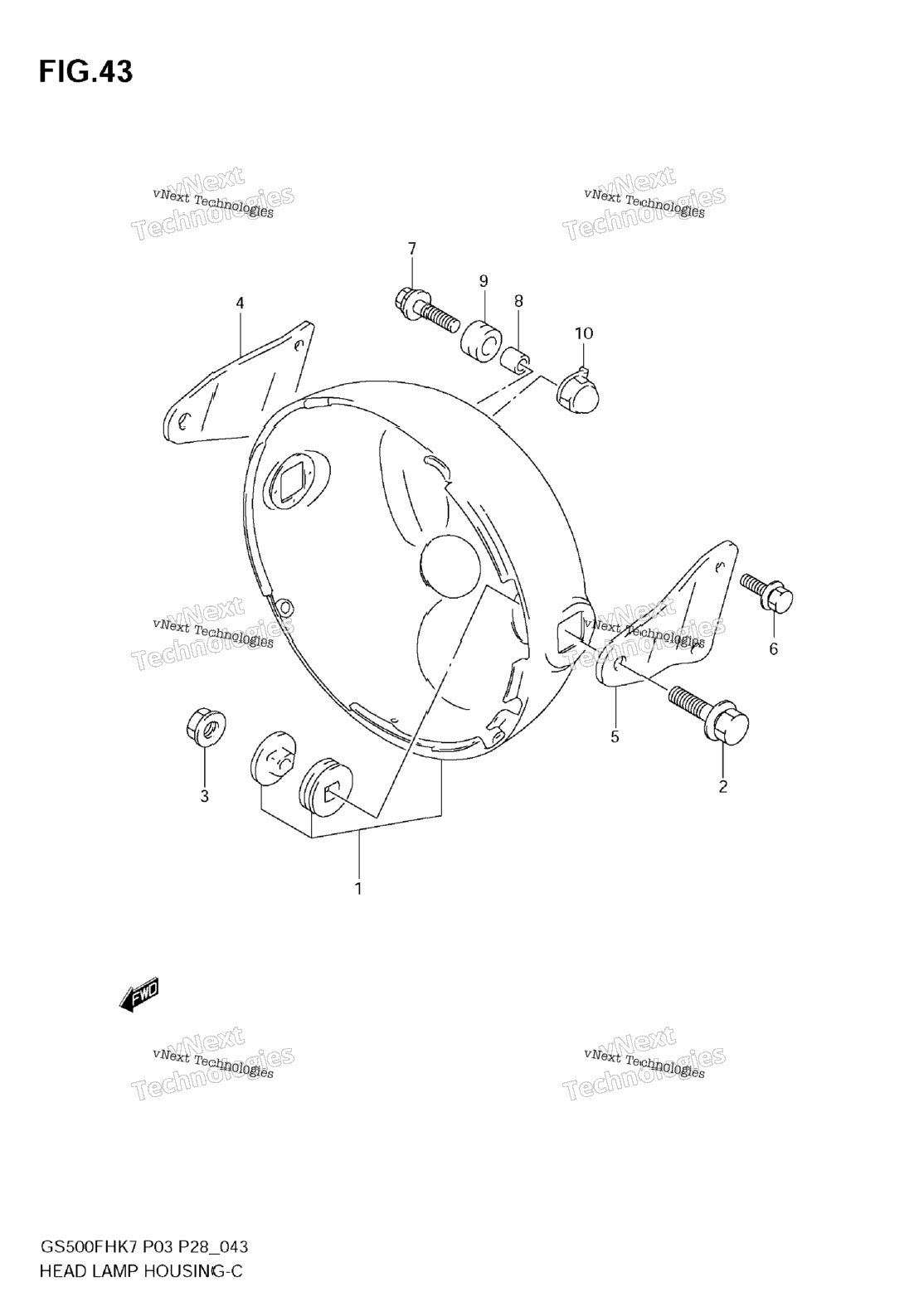 Headlamp Housing (Without Cowling)