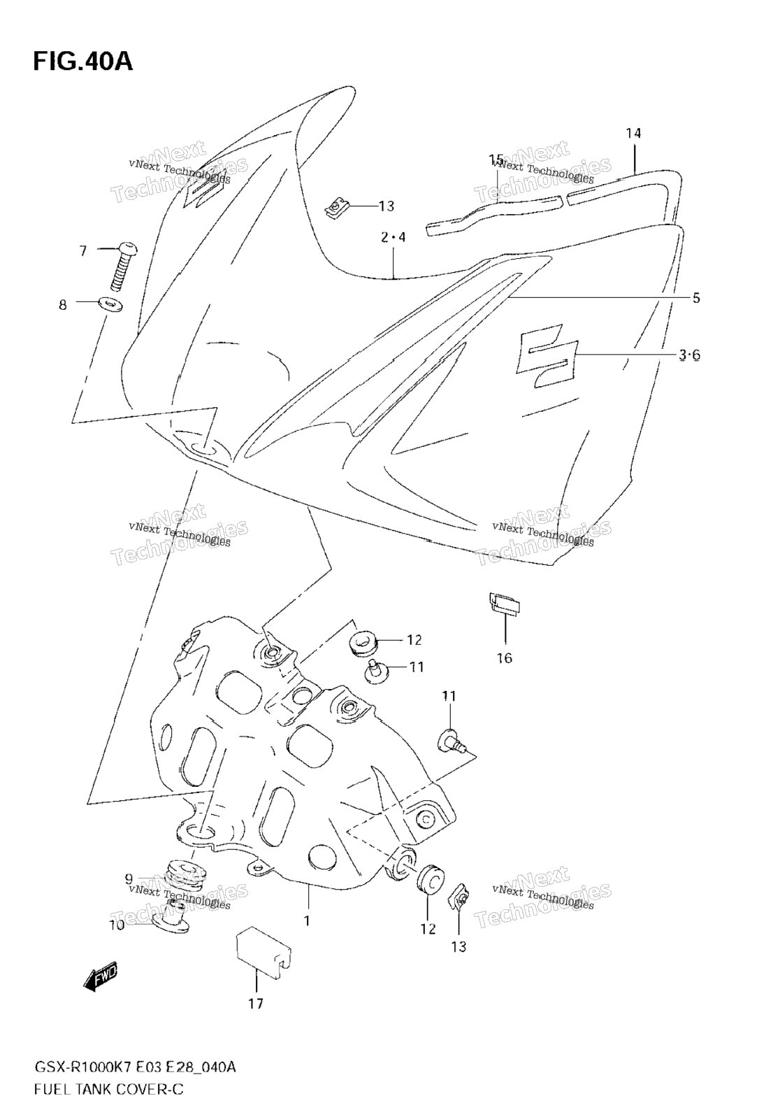 Fuel Tank Front Cover (Model K8)