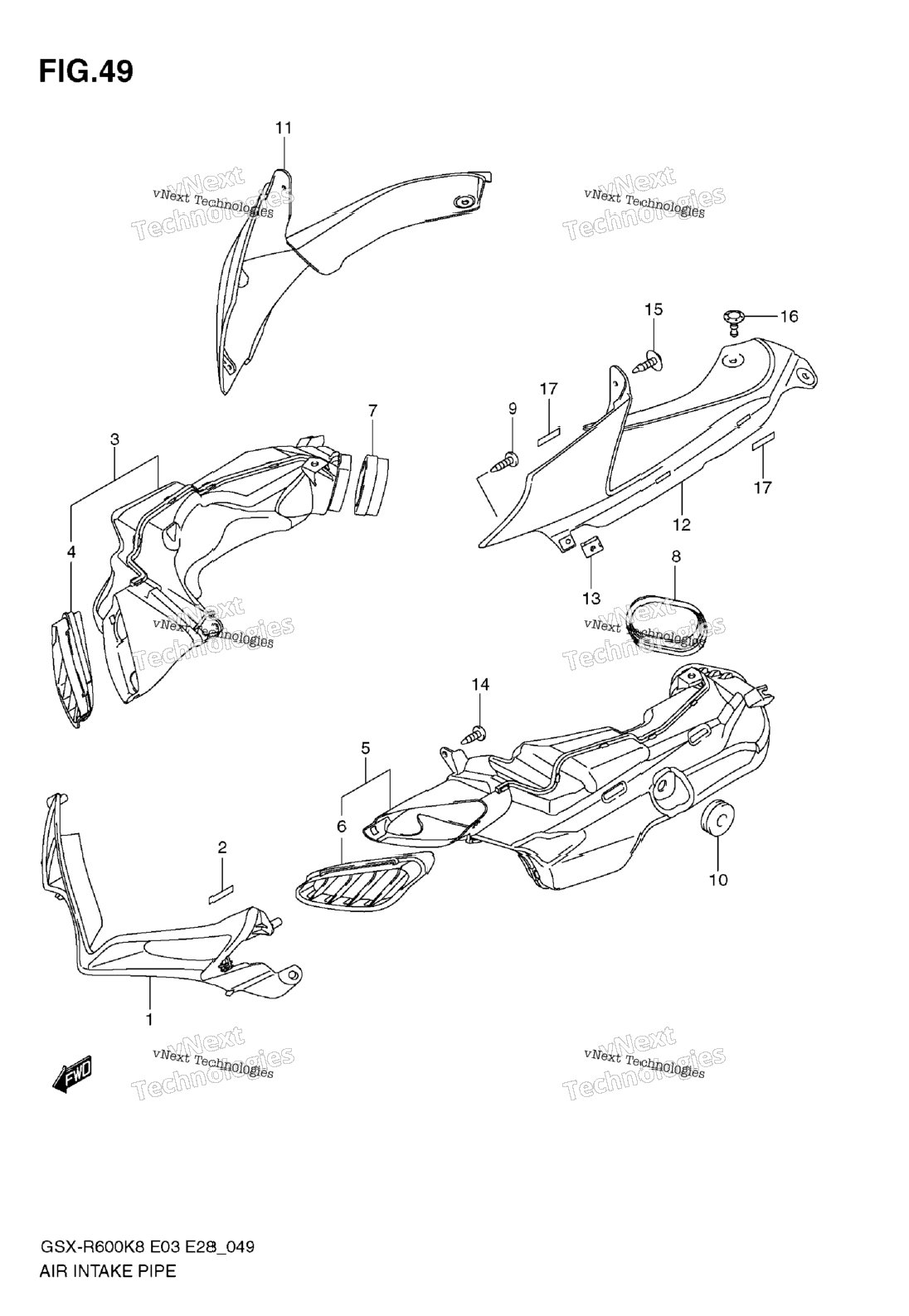 Air Intake Pipe (Model K8)