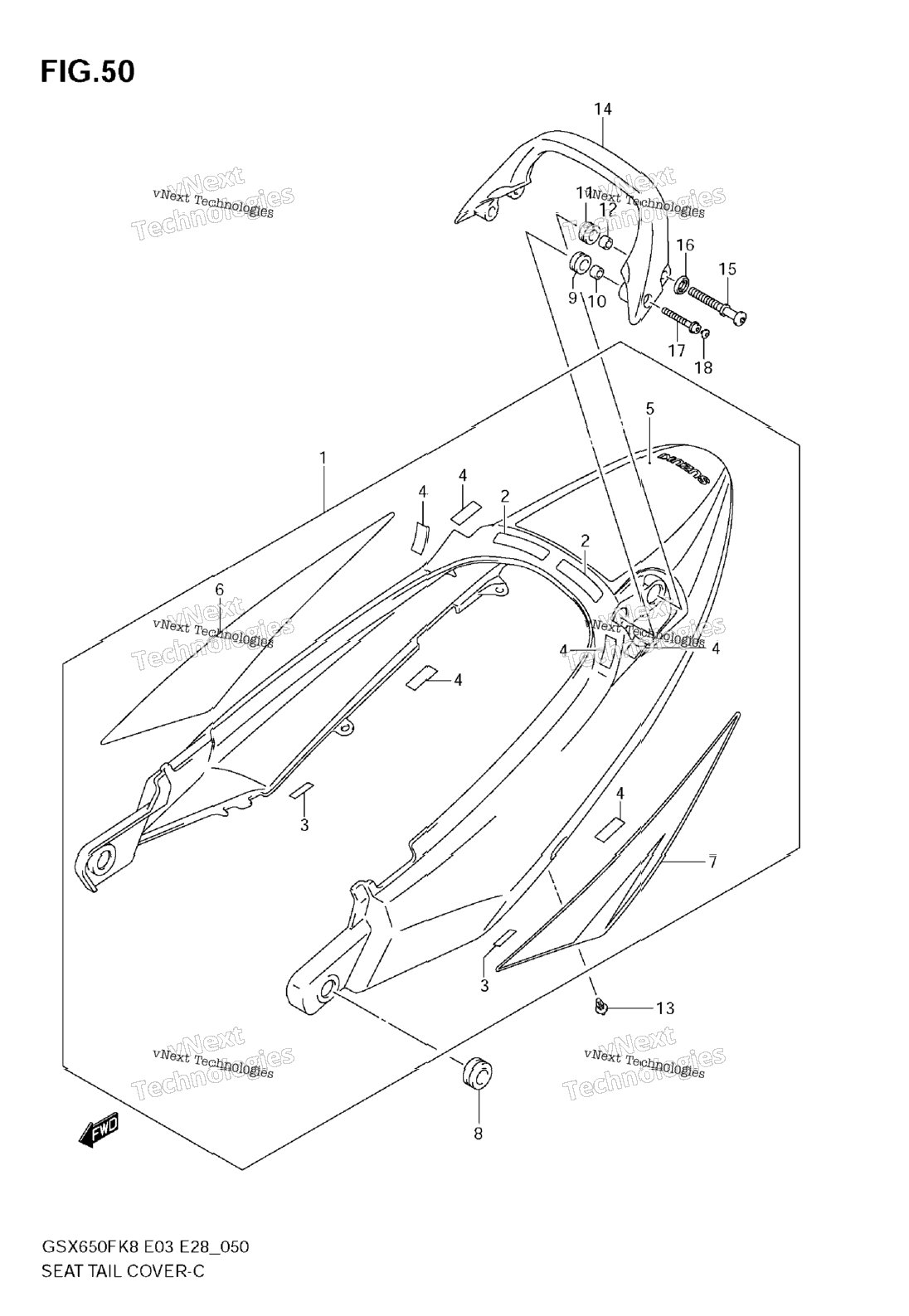 Нажмите для увеличения Seat Tail Cover (Cwh,Egr)