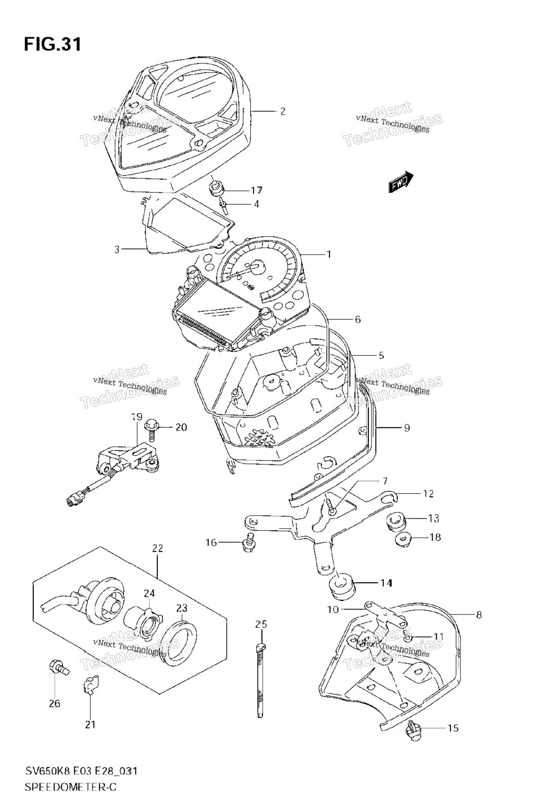 Нажмите для увеличения Speedometer (Sv650ak8)