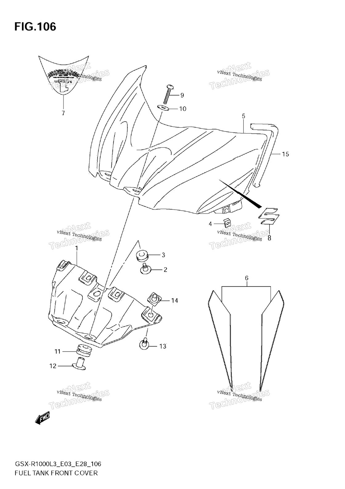 Fuel Tank Front Cover (Gsx-R1000zl3 E28)