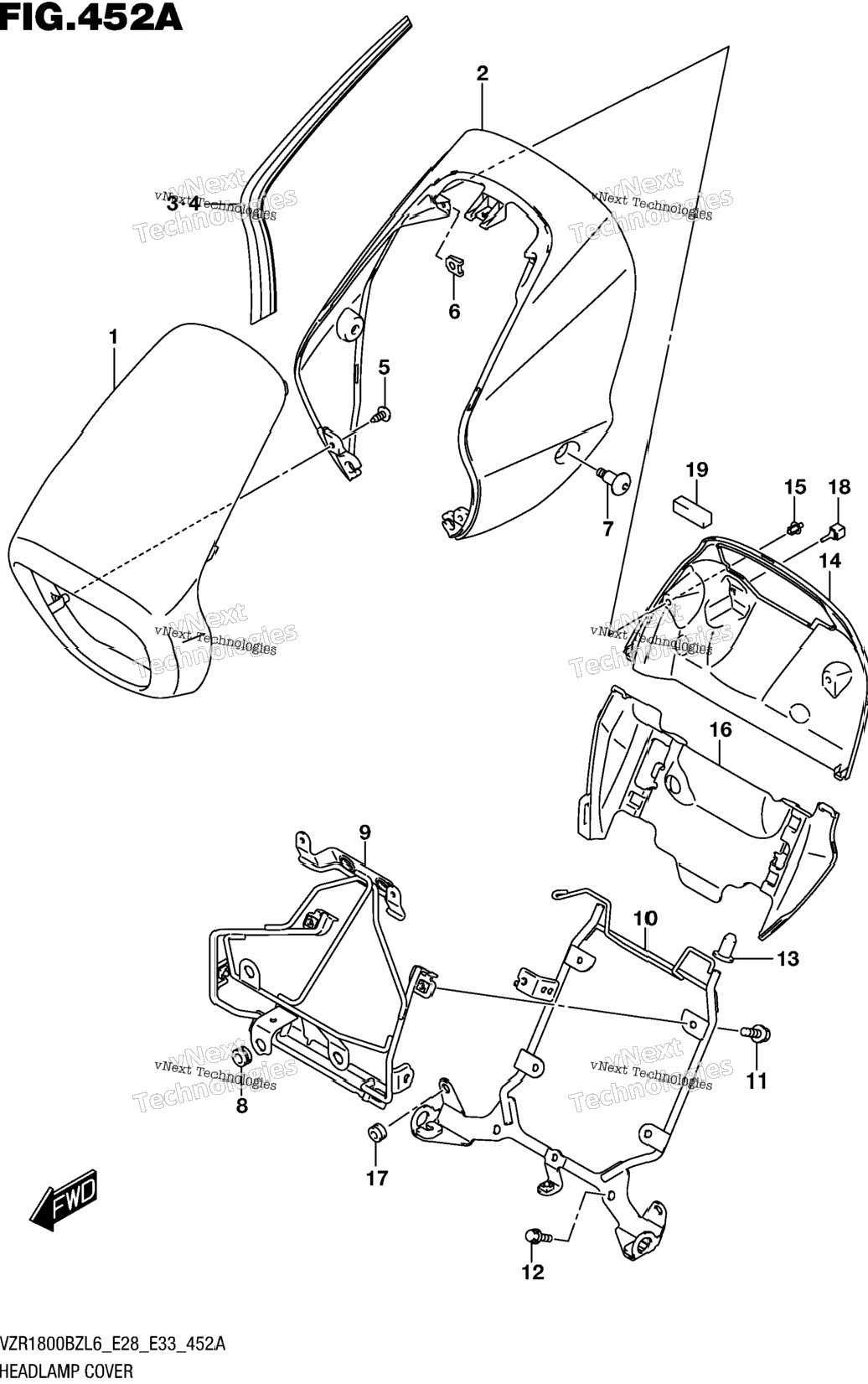 Headlamp Cover (For Bbd) (Vzr1800bzl6 E28)