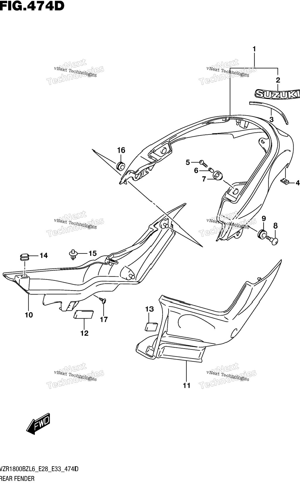 Rear Fender (For Pgz) (Vzr1800bzl6 E33)