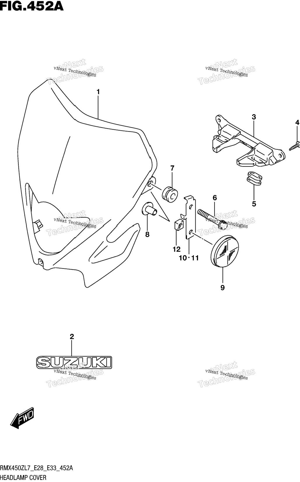 Headlamp Cover (Rmx450zl7 E28)