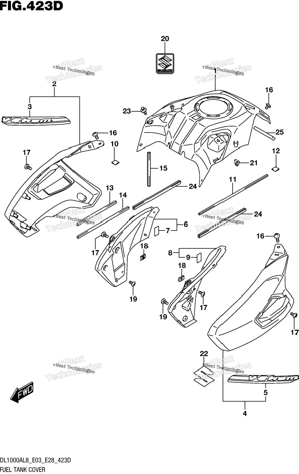 Fuel Tank Cover (Dl1000al8 E28) (For Yvb,Yww)