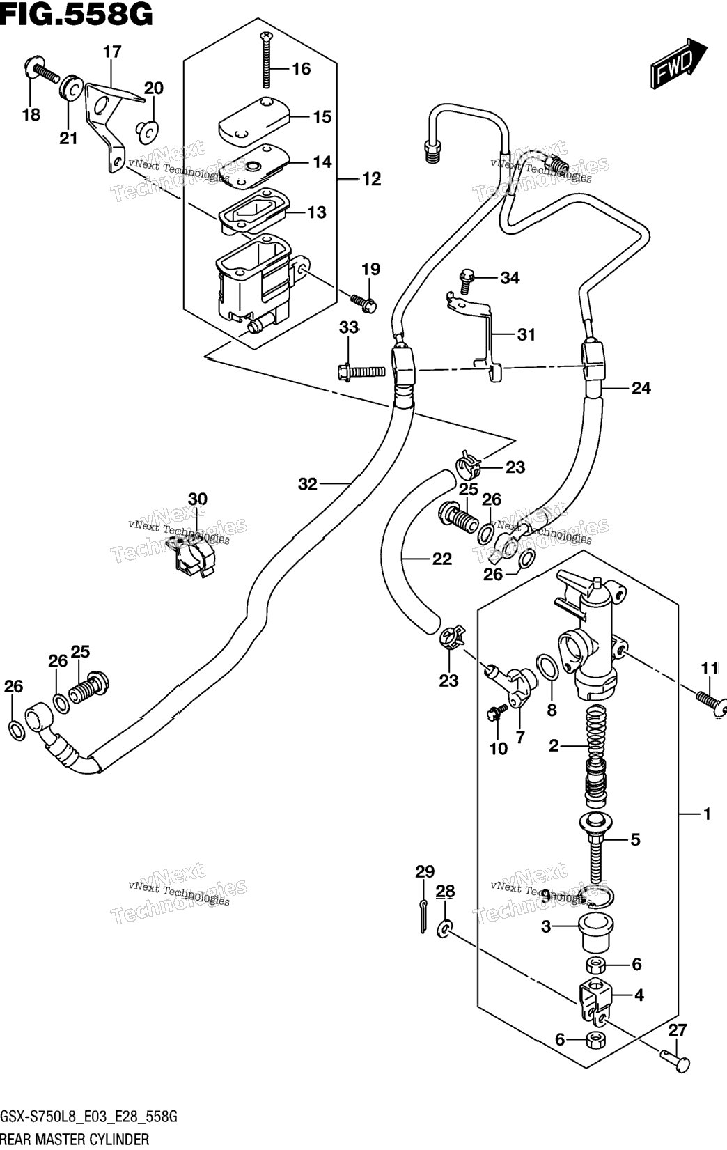 Rear Master Cylinder (Gsx-S750azl8 E28)
