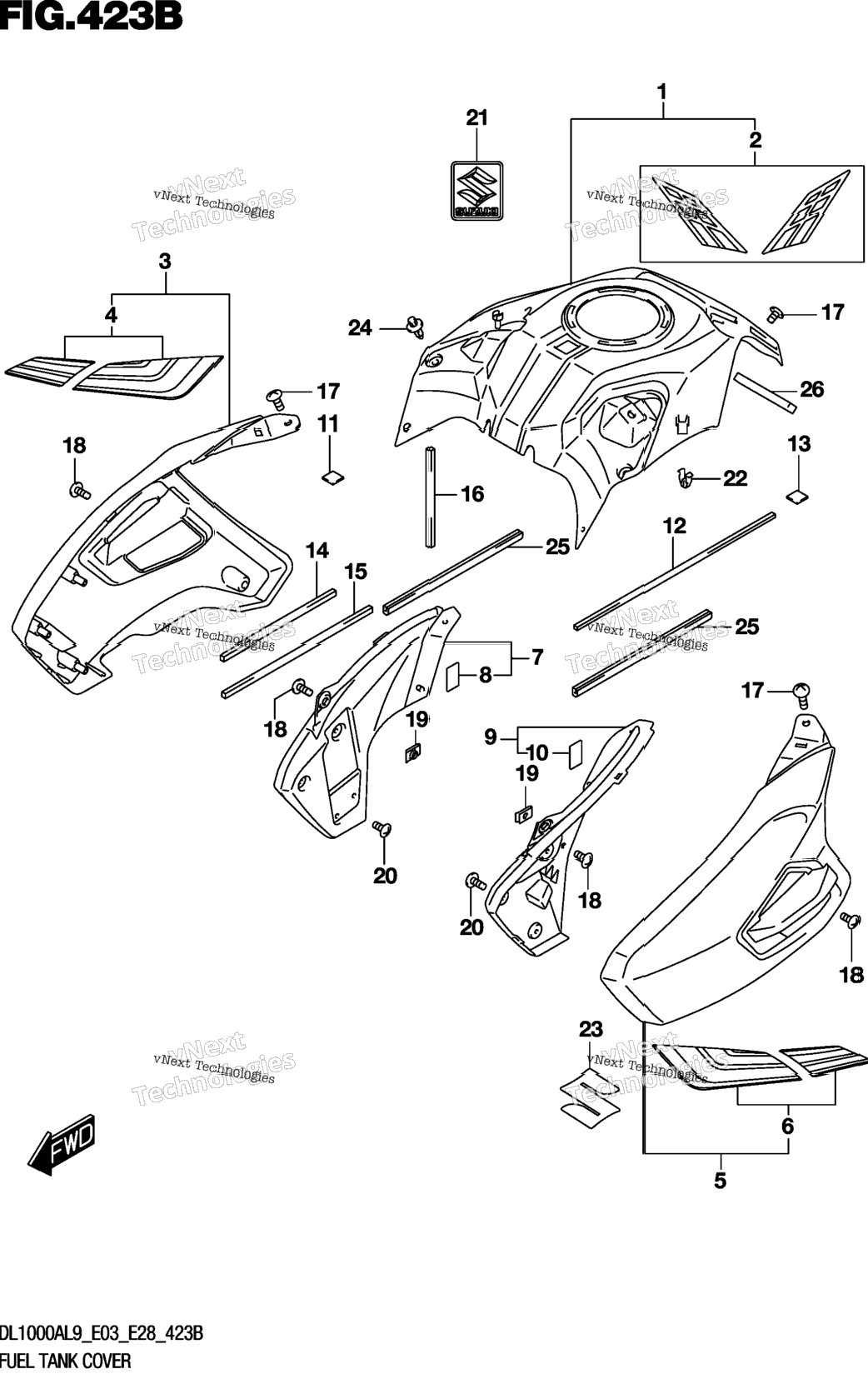 Fuel Tank Cover (Dl1000xal9 E28)