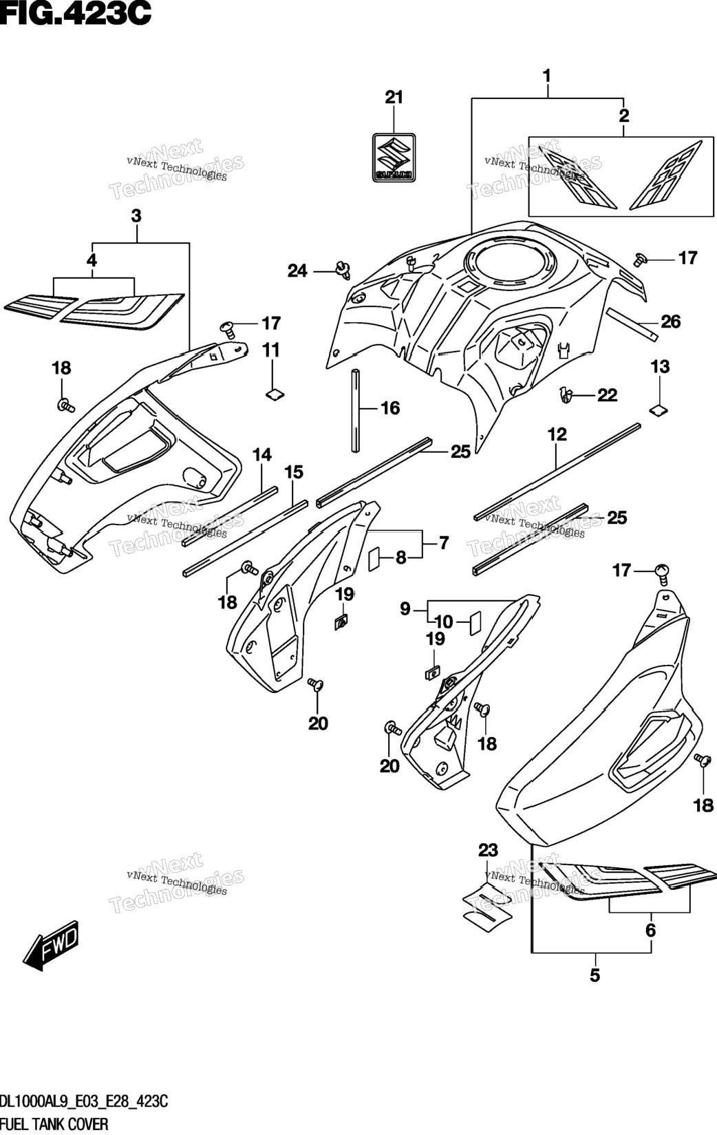 Fuel Tank Cover (Dl1000xal9 E33)