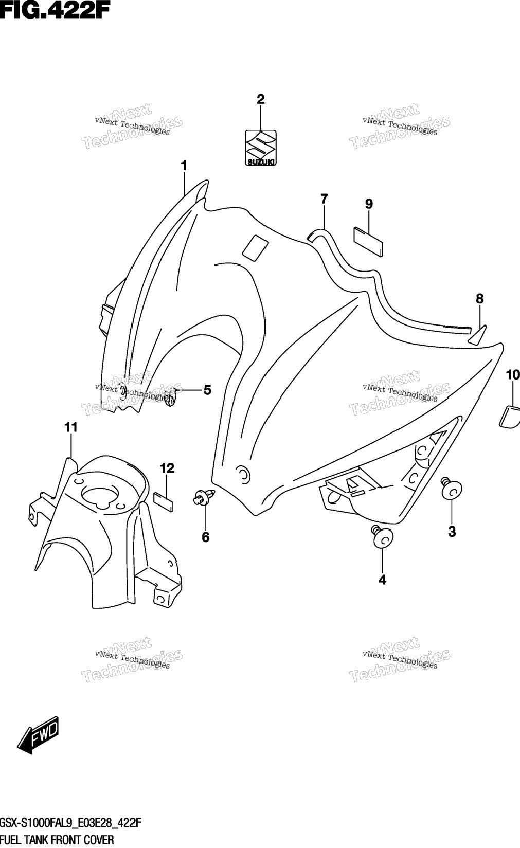 Fuel Tank Front Cover (Gsx-S1000fyal9 E33)