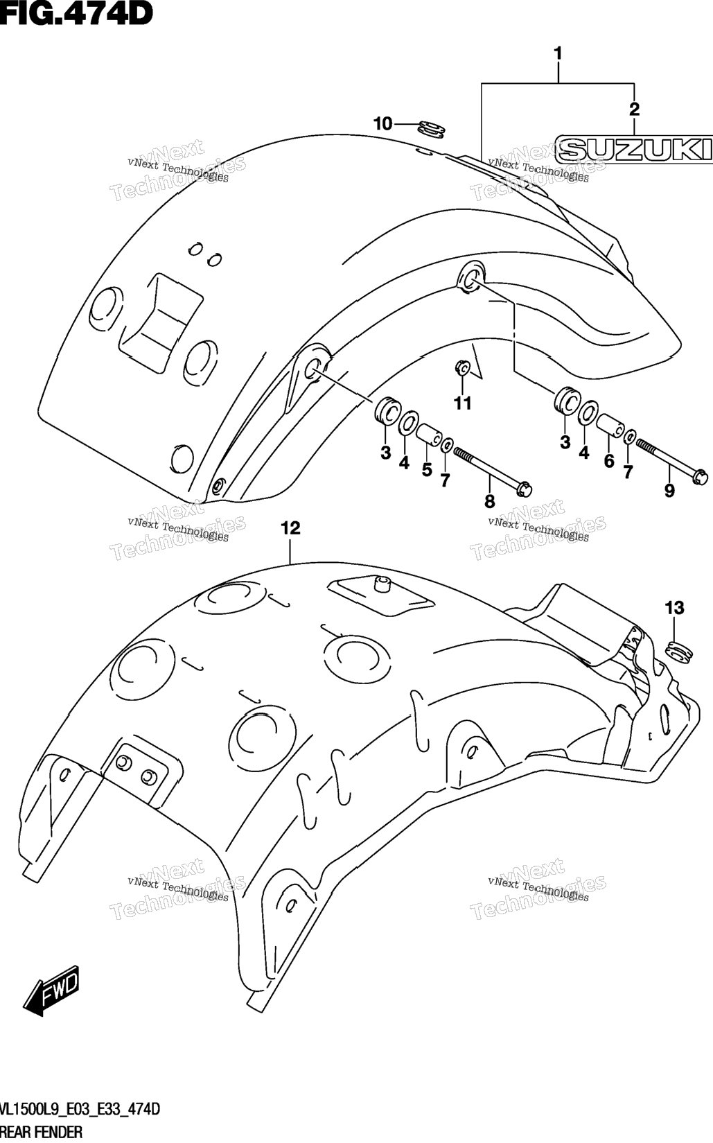 Rear Fender (Vl1500tl9 E33)