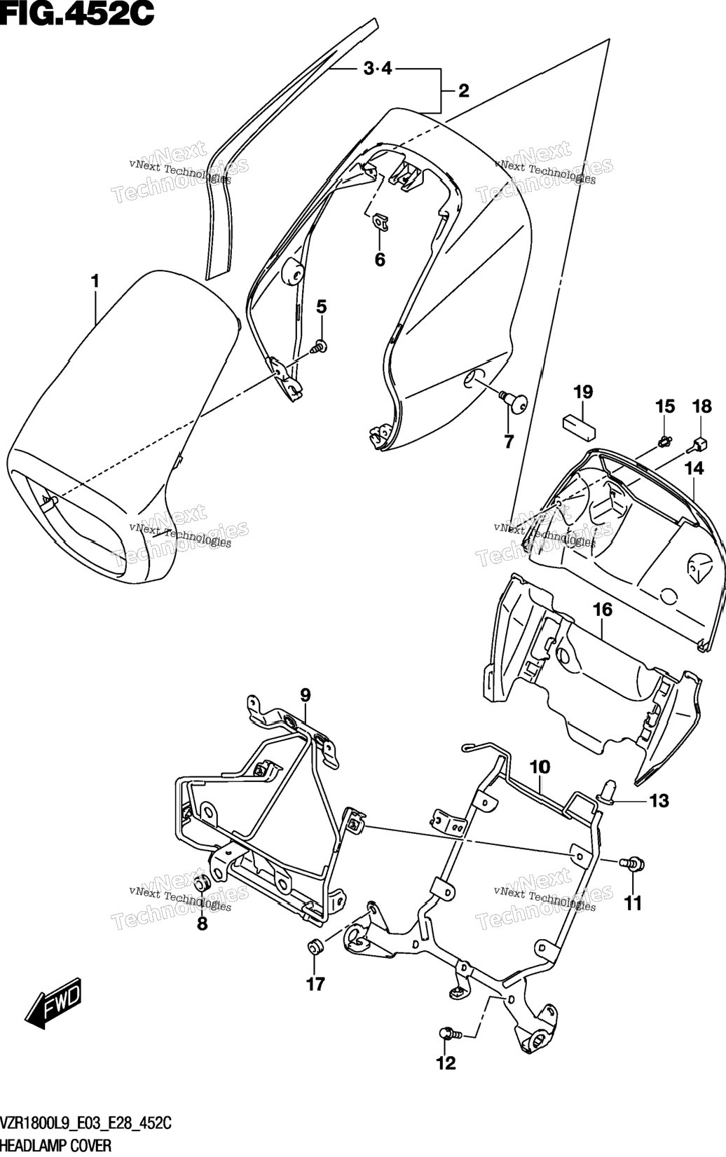 Headlamp Cover (Vzr1800bzl9 E03) (Av4)